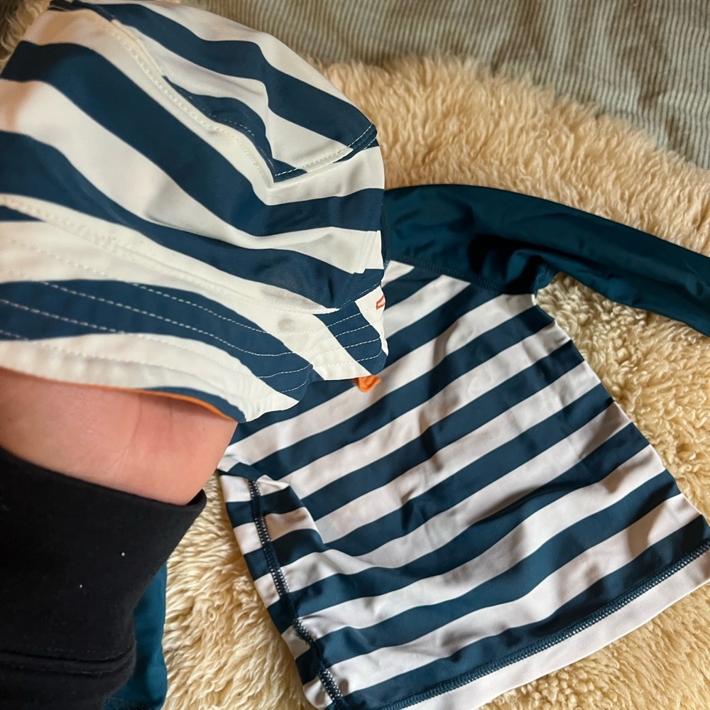 Striped Blue and White Rash Guard Set - Picture 3 of 6